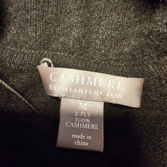 Charter Club 2 Ply Cashmere Sweater M Black Ruffle Collar Soft Elegant Luxury - Picture 5 of 8